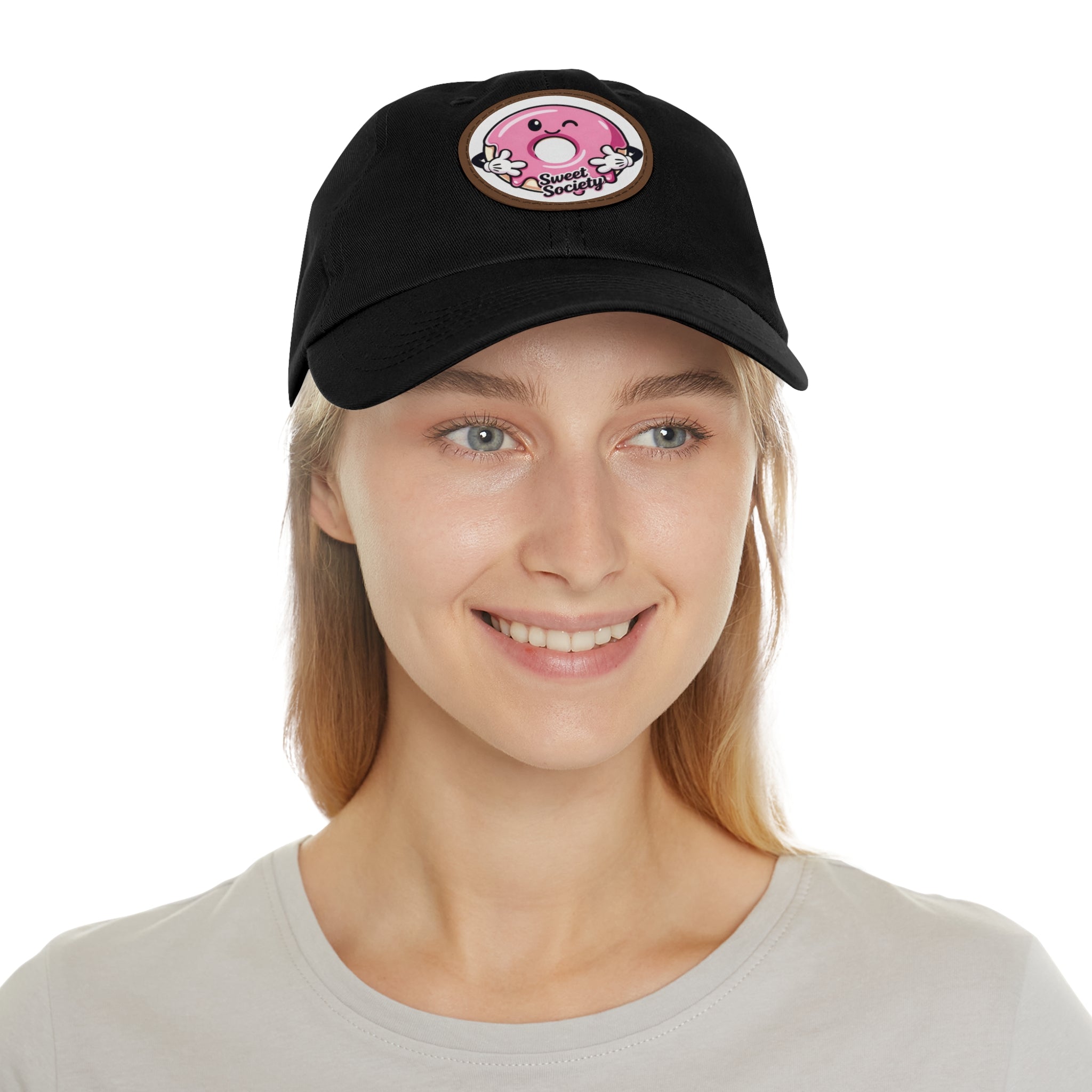 Sweet Society Leather Patch Dad Hat — Embroidered Logo Cap