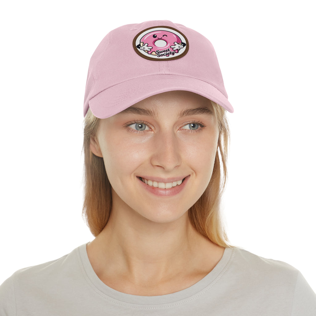 Sweet Society Leather Patch Dad Hat — Embroidered Logo Cap