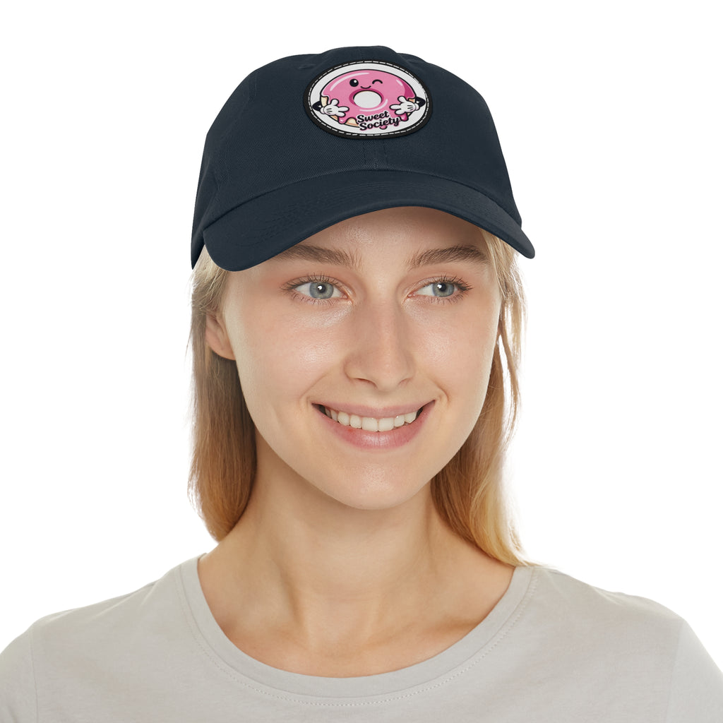 Sweet Society Leather Patch Dad Hat — Embroidered Logo Cap