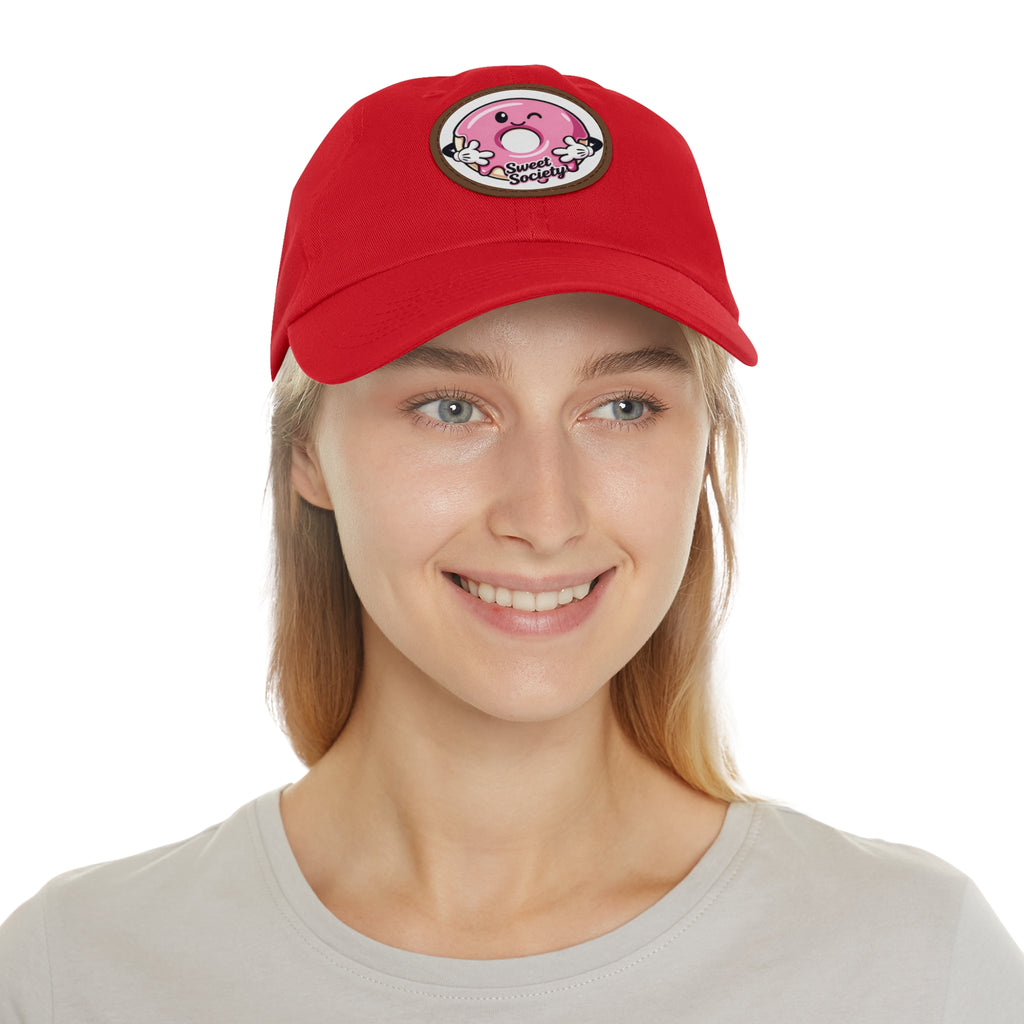 Sweet Society Leather Patch Dad Hat — Embroidered Logo Cap