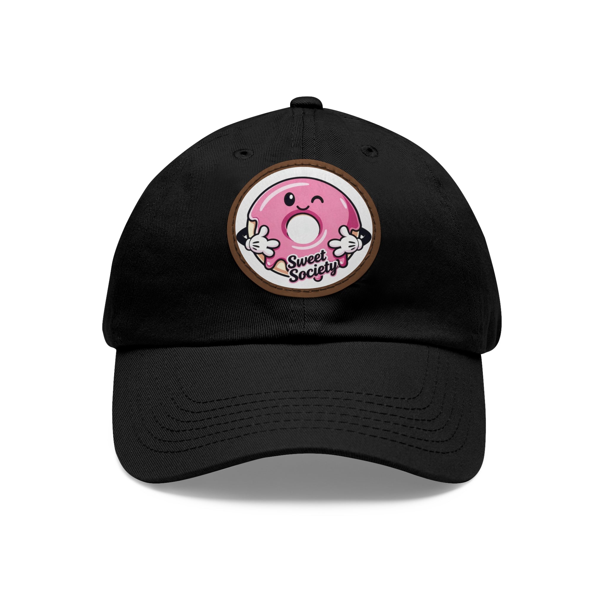 Sweet Society Leather Patch Dad Hat — Embroidered Logo Cap