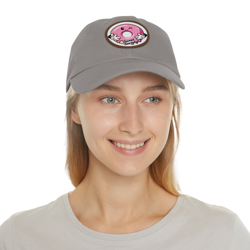 Sweet Society Leather Patch Dad Hat — Embroidered Logo Cap